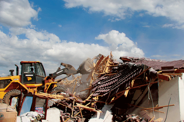 Homes flattened along the Airport Road in Harare